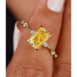 Yellow Emerald Cut Ring